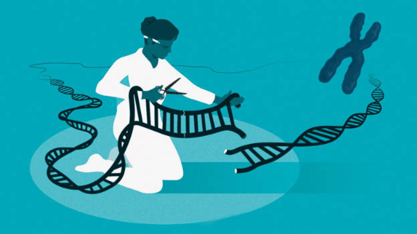 A woman with a string of DNA