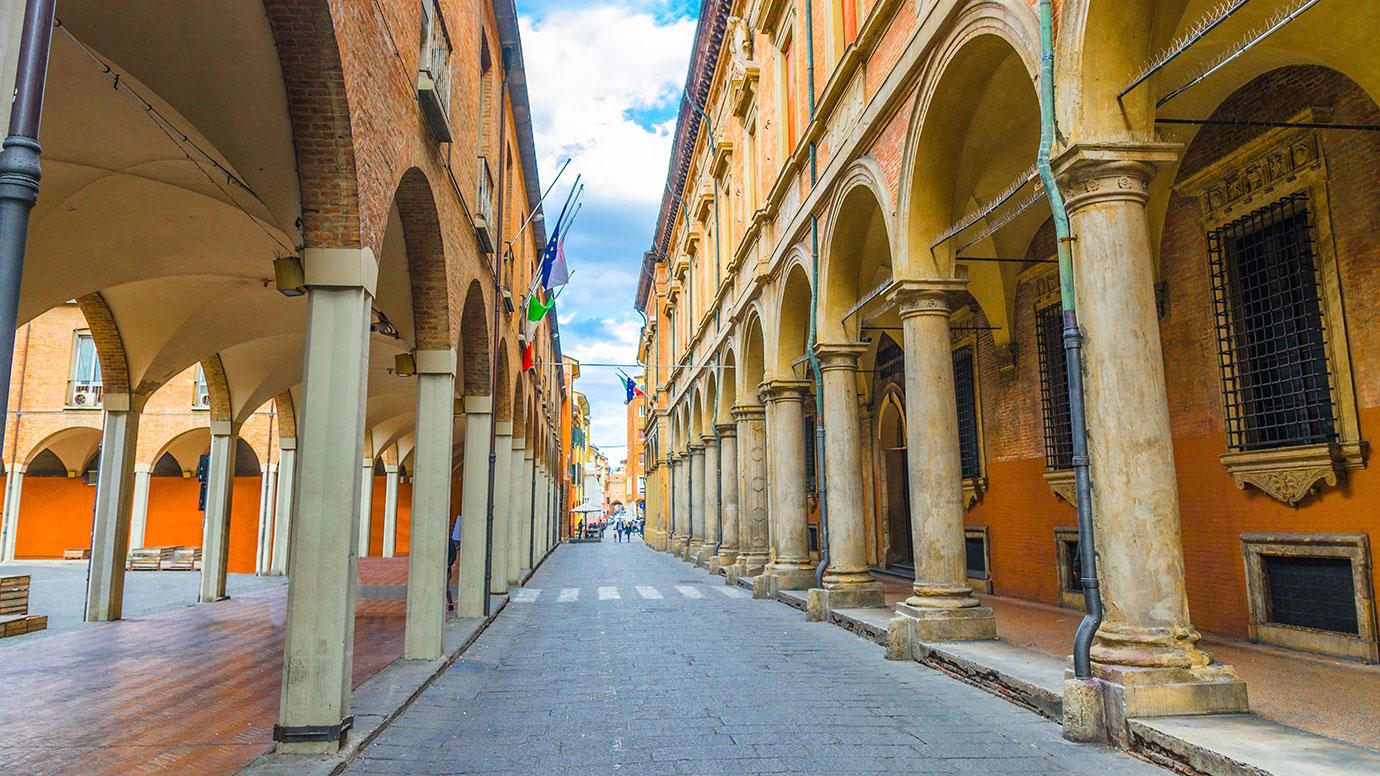 The building of "Accademia delle Scienze" in the University district of Bologna, Italy