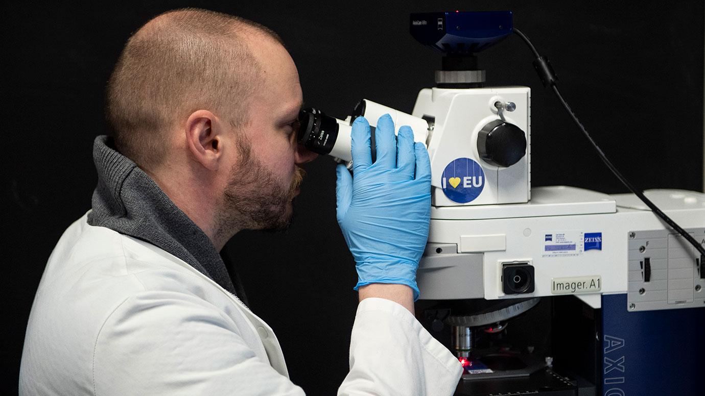 A man working in a medical laboratory